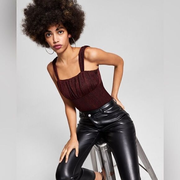 And Now This Metallic Sleeveless Bodysuit black/deep red size XS - Picture 1 of 11